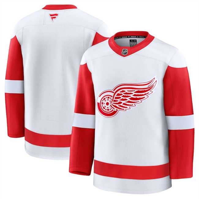 Mens Detroit Red Wings Custom White 2024-25 Away Stitched Hockey Jersey